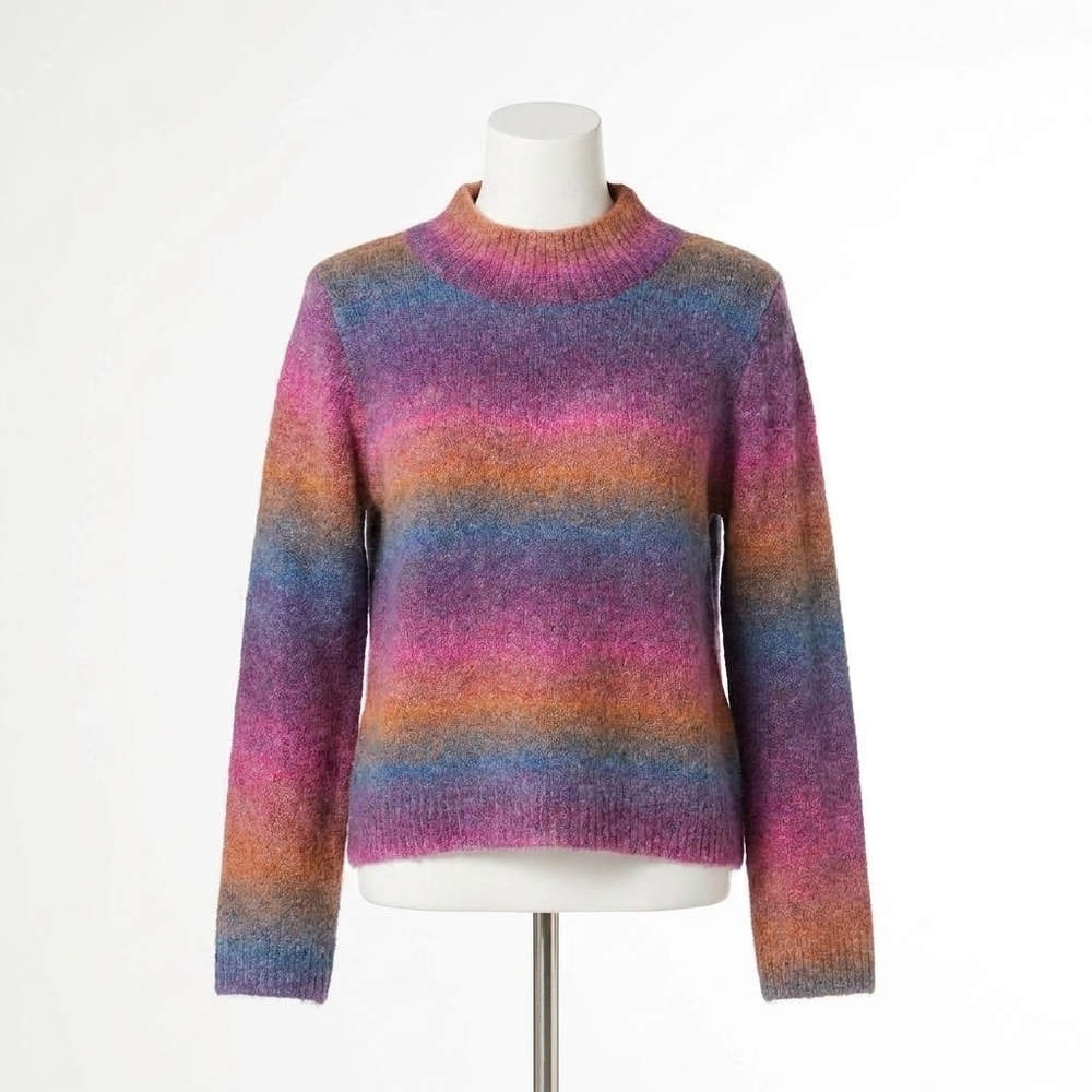 NEW COCO + CARMEN rachel fuzzy ombre sweater in purple